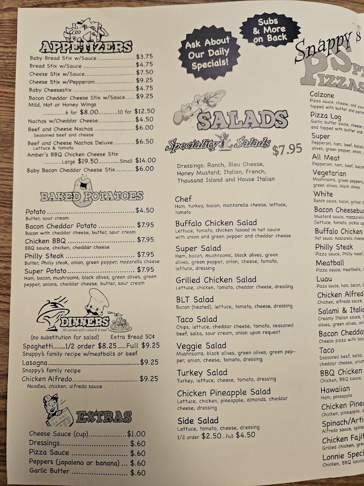 Snappy's Pizza of Centerville Menu image 2