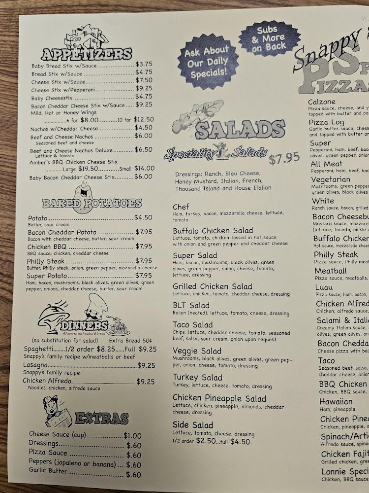 Snappy's Pizza of Centerville Menu image 3