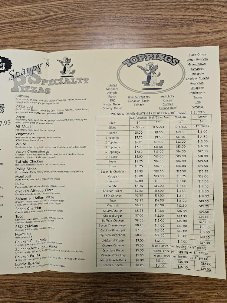 Snappy's Pizza of Centerville Menu image 4